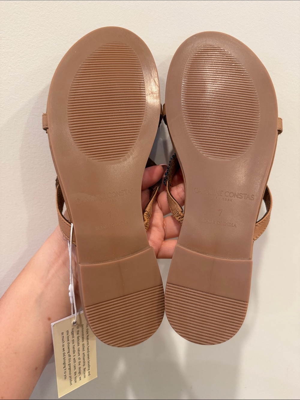 🎀CAROLINE CONSTAS~Star Fish Beaded Sandals With Leather Details SIZE 7 - Picture 2 of 3